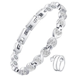 Jecanori Magnetic Bracelets for Women - Titanium Steel Magnetic Bracelet - 3800 Gauss Ultra Strength Magnets - Adjustable Length Wristband with Gift Box