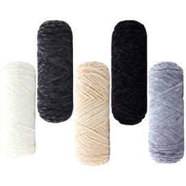 Maxee 500 g (5 x 100 g) Velvet Baby Wool, Velvet Wool Chenille Yarn, Cuddly Soft Chenille Yarn, Fluffy Soft Plush Wool, Crochet Yarn Wool for Knitting and Crocheting