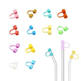 (12 Packs) Suit for 6-7mm Straw Cover Silicon Straw Caps Simple 7MM Colorful Straw Plug Straw Topper Dust Proof Straw Tips