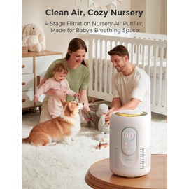 Momcozy Air Purifier, Baby Air Purifier for Bedroom Home Nursery, 4-in-1 HEPA Filter Purifier for Bedroom with 4 Fan Speeds, 21 dB Sleep Mode, Dimmable Night Light, Small Purifier for Home Pets & Baby