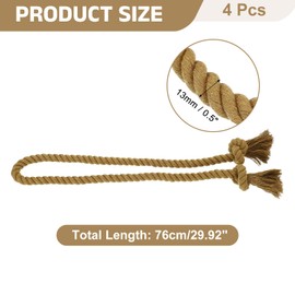 sourcing map 4Pcs Rope Curtain Tiebacks, 30" Polyester Tassel Curtain Drapes Holdbacks Hand-Woven Decorative Tie Backs for Home Office Decor, Light Brown
