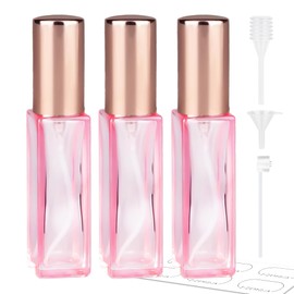 ZIZEMOJA Perfume Refill Bottle, Mini Leak-proof Portable Perfume Travel Refillable Dispenser, 3pcs 10ml Empty Atomizer Sprayer, Pocket Glass Bottle with Funnel and Pipette for Cologne (Light Pink)