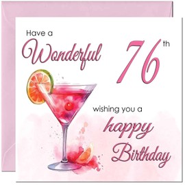76th Birthday Card for Women - Ladies Elegant Birthday Cards for 76 year old woman Seventy Six, Seventy Sixth Grandmother Nanny Mum Sister Aunt Niece Daughter for her Mother Wife Girlfriend