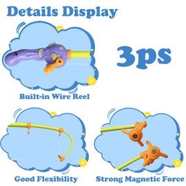Timisea 3 Pcs Fishing Rod Pole Pool Toy,Fishing Bath Toys Game for Bath Time Carnival,Educational Learning Toys for Children Magnetic Fishing Rod Game