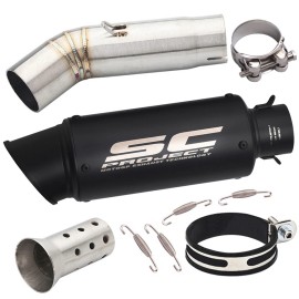Unbranded For Suzuki GSX-S750 GSR750 2015-2020 Slip Exhaust Mid Pipe Muffler Tips Black