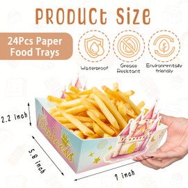 wjrsxilt 24Pcs Princess Party Dessert Plates;Large Size Princess Castle Paper Plates for Birthday Baby Shower Decoration Supplies;Party Nacho Paperboard Hot Dog Popcorn