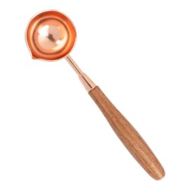 Framendino, Brass Wax Seal Melting Spoon, Vintage Elegant Wooden Handle Copper Sealing Stamp for Wedding Invitations Mass Making Gift Envelope