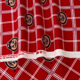 Fabrique Innovations Collegiate Cotton Flannel Ohio State University Plaid Fabric by The Yard, Poppy