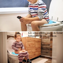 HITHOTMMA Asiento de Inodoro Niños,Asiento para Baño Infantil,Alfombrilla de Inodoro Plegable para Niños,WC Portatil Niños para Viaje para Niños y Niñas，Almohadillas de Silicona Antideslizantes(azul)