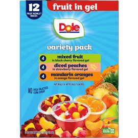 Unbranded Dole Fruit Bowls in Gel: Peaches, Mandarin Oranges, & Mixed Fruit,12 Cups