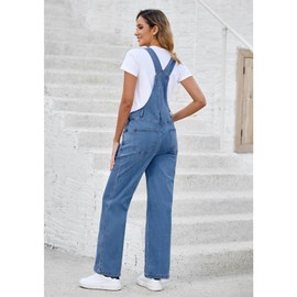 Vetinee Women's Denim Overalls - Loose Fit Blue Jean Overalls for Country Outfits - Blue Shadow Medium Fits Size 8 / Size 10