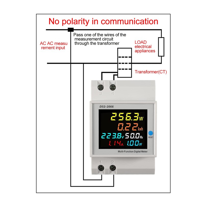 AC Power Meter Digital Voltmeter Ammeter AC 40-300V 100A Din