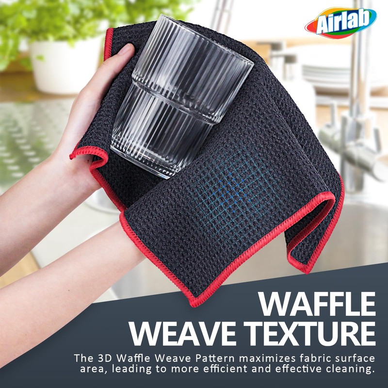Airlab Microfiber Cleaning Cloths Waffle Weave Kitchen Towels Lint Free