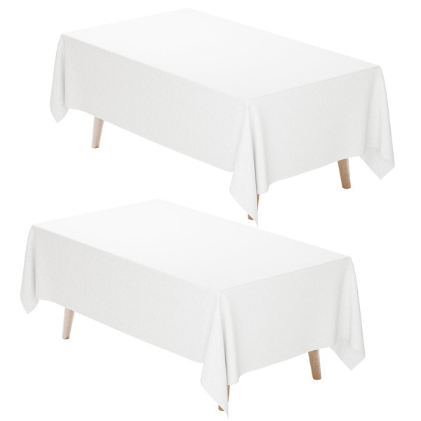 Fixwal White Tablecloth Rectangle 60 x 102 Inch, 2 Pack