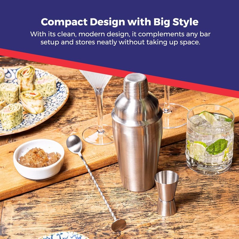 EVOKK Cocktail Shaker Set, 3 Pcs Satinless Steel Cocktail Making