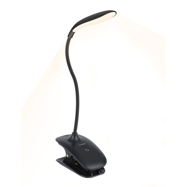 ENERG T12-EN139 Clip Light, Cordless LED Book Light, Eye Friendly, Desk Stand, PSE Certified, Large Capacity, 3200 mAh, 2024 Model, 360 Degree Rotation, Touch Type, 3-Stage Dimming, USB Charging, Desk