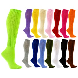 Galsang Women's Knee-High Socks for Women,Soft Extra Long Scrunch Cotton Boot Socks,#K3006 (Polyester Blend, Light Purple Knee High)