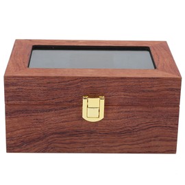 Wooden 3 Grid Watch Display Box Transparent Window Anti‑Slip Watch Storage Box
