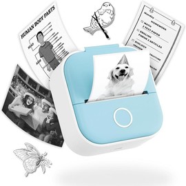 Phomemo Sticker Printer - Mini Thermal Printer, T02 Sticker Maker Machine, Portable Bluetooth Pocket Phone Printer for Anatomy Flashcards, Journal, Photos, Notes, Kids Gift - Color: Blue