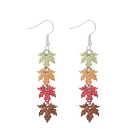 Red Maple Leaf Earrings,Pumpkin/Turkey Thanksgiving Earrings,Zircon/Leather/Wood Maple Earrings Statement Leaf, Painted Teardrop Dangle Earring Holiday Christmas Jewelry (12)