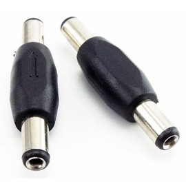 2pcs Audio Fan DC Power Connector 2.1x5.5mm Male to Male Converter Connector Socket Converter CCTV Camera Black 42x10mm