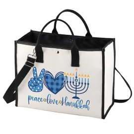 LEVLO Happy Hanukkah Cosmetic Make Up Bag Jewish Gifts Idea Peace Love Hanukkah Makeup Zipper Pouch Bag For Friend Family, Hanukkah LT, Cosmetic Bag