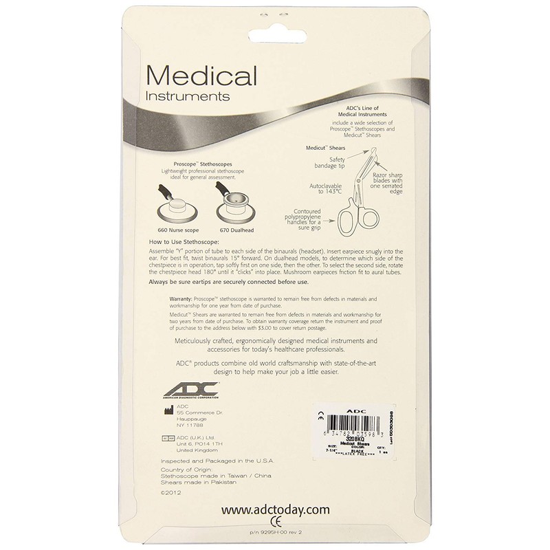 ADC 320 Medicut EMT Shears, Medical Grade, Stainless Steel, Traditional
