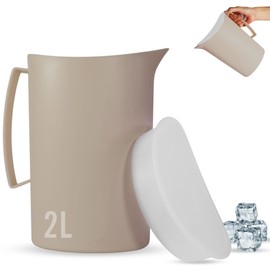 Mypicompany Water Carafe 2 Litre High Quality Plastic BPA Free Carafe with Lid Multifunctional for Celebrations and Outdoor Activities Carafe Plastic Colour: Brown