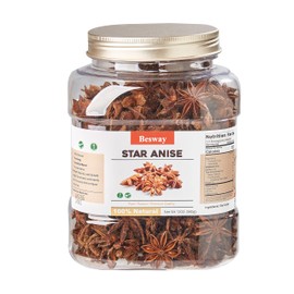 Besway Chinese Star Anise, Whole Star Anise, Fresh, Pure and Dried Anise Pods, Great for Cooking, Baking and Tea (12oz)