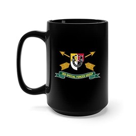 Black Mug 15oz - Army - 3rd Special Forces Group - Flash w Br - Ribbon X 300