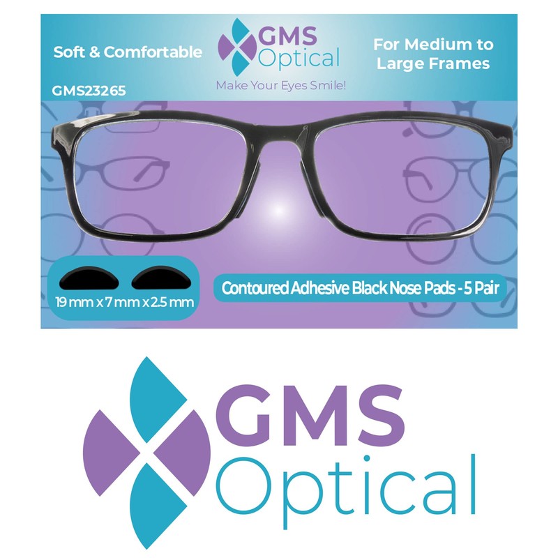 GMS Optical 2.5mm Anti-Slip Adhesive Contoured Soft Silicone Eyeglass Nose