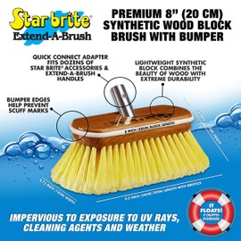 STAR BRITE 478087, Star Brite Premium 20 cm Spazzola di Legno Sintetico con Paracolpi-Soft Wash Unisex-Adulto, Marrone, 25cm