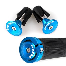 LYCAON Grips for Mountain Bikes Bicycle Handlebar Grips Double Lock Handle for Bike Tricycle Wheelchair MTB BMX (Blue)