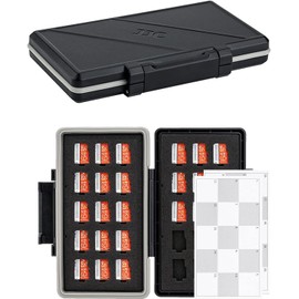 JJC 30 Slots Micro SD Card Case With Index Label, Water Resistant & Shockproof Holder, Compact MicroSDHC/SDXC Organizer Storage