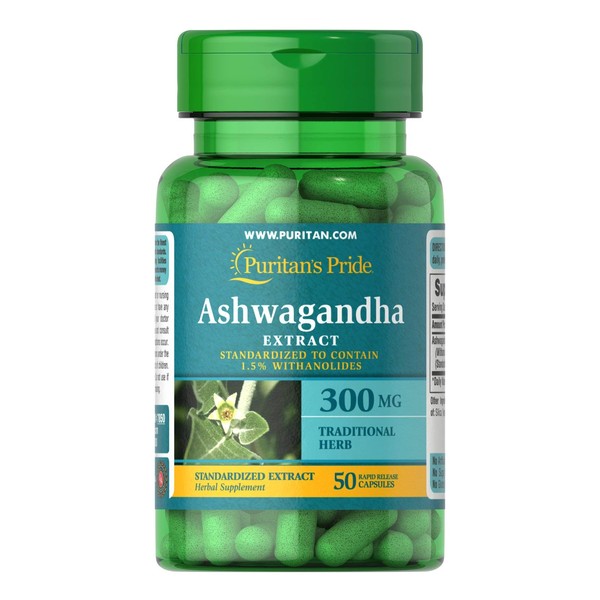 Puritan's Pride Ashwagandha Standardized Extract 300 mg-50 Capsules