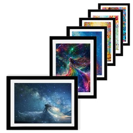 Betionol Picture Frames, 6 Packs Diamond Paint Frames Fit 12x16in/30x40cm Diamond Art Kits/Photos/Prints, Black Natural Solid Wood Picture Frame with Protection Plexiglass, Large Picture Frame