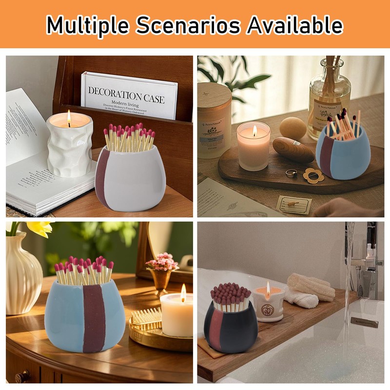 GoToSeeU Ceramic Match Holder with Striker - Pack of 2