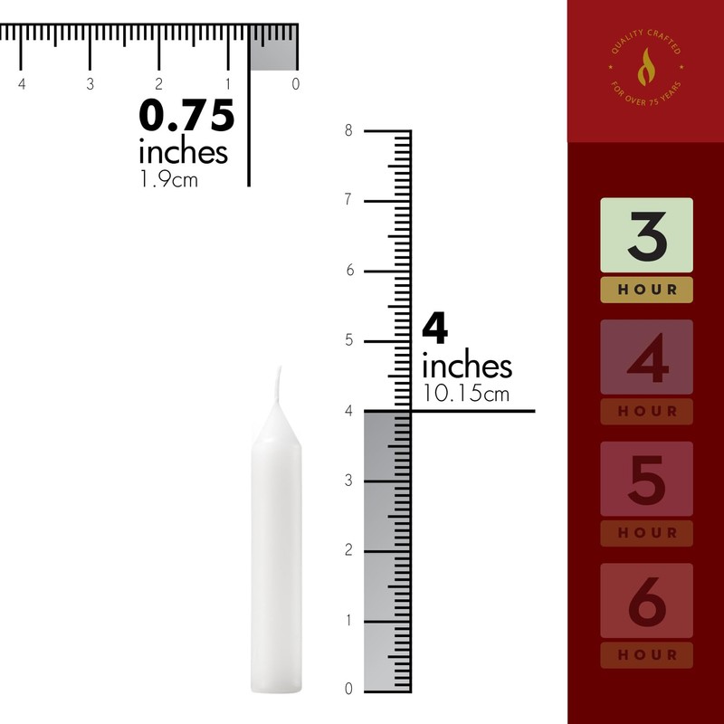 Lerner White Household Candlesticks, Pack of 72 | 3-Hour Burning