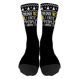 funny beer I Drink Beer I Hate People and I Know Things Socks for Men Half Calf Sock Colorful Fancy Crazy Design socks Unisex Novelty Gifts for Dad