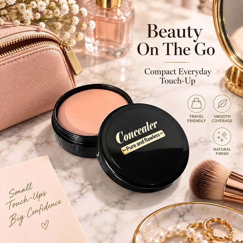 Pot Concealer, Shade 03 Warm Peach, Buildable Cream Coverage, 1