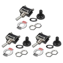 VUNIVERSUM Premium 2 Pin 2 Position On Off SPST Toggle Switch Rocker Switch with Waterproof Protective Cap for Boat Car Buggy Motorhome Caravan On Off DIY AC DC 250V 15A Pack of 3