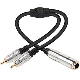 XMSJSIY 6.35mm to 2 RCA Splitter Cable, 6.5mm 1/4" Female TRS to Dual RCA Male Stereo Audio Connector Wire Adapter-50cm