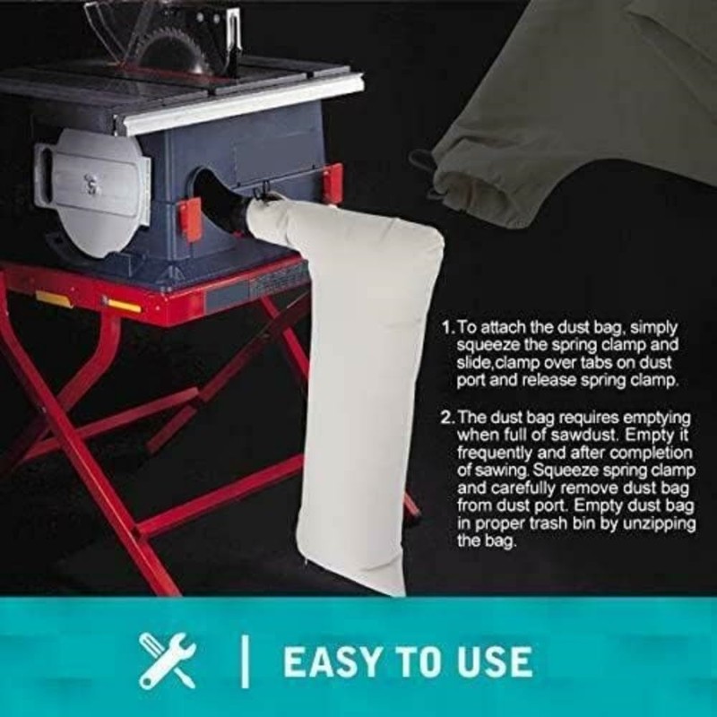 Table Saw Dust Collector Bag (10" Tablesaws with 2.5" Dust