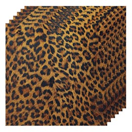 Cloth Napkins Set of 6 Leopard Dinner Napkins Set 20 x 20 Inch Washable Reusable Table Napkin, Table Decor for Kitchen Festival Holiday