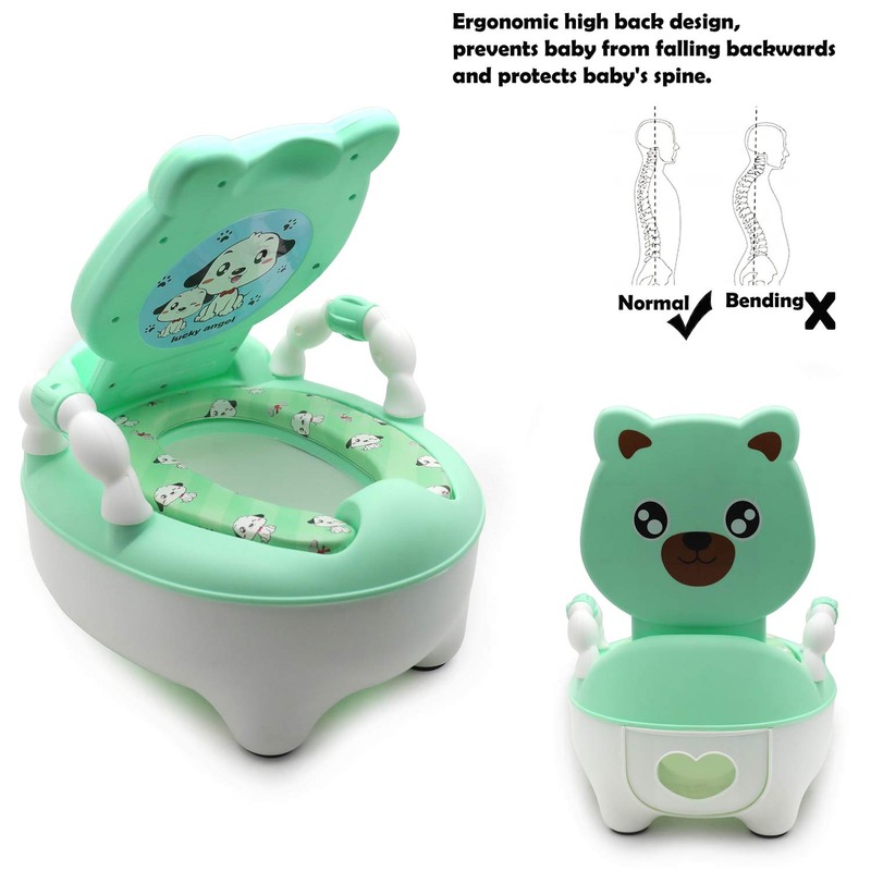 HTTMT- Baby Kids Green Bear Portable Potty Training Toilet Seat