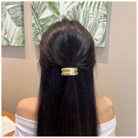 Allereyae Metal Hair Ties Band Metal Ponytails Hair Cuffs Gold Hair Clips Metal Elastic Hairties Elastic Ponytail Holders Hair Band Hair Ties Accessories Jewelry for Women(Gold1)