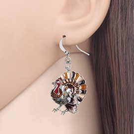 Cute Thanksgiving Turkey Chicken Earrings For Women kid Girl Festival Jewelry Gifts, Enamel, No Gemstone