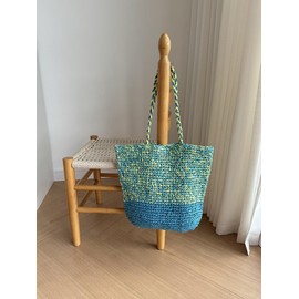 DOFOTAWN Beach Bag, Large Beach Bag for Women, Woven Straw Beach Tote Bag Waterproof, Weaving Swim Shopping Travel Bag (Blue)