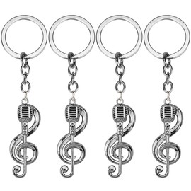 Kawailay Pack of 4 Music Notes Key Fob Metal Musical Sign Keychain Music Theme Party Key Ring for Boys Girls Men Women Music Teacher Musicians Birthday - Style 2, Style 2