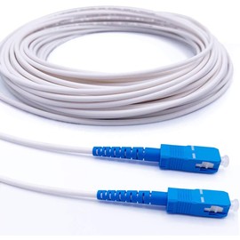 Elfcam - 1 m Fibre Optic Cable SC/UPC to SC/UPC Simplex Singlemode, Compatible with FTTH Fibre Optic Cable, Fibre Optic Cable, White (1M)